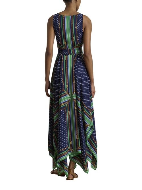 abito donna fantasia  foulard verde e blu Ralph Lauren | 200P08108001